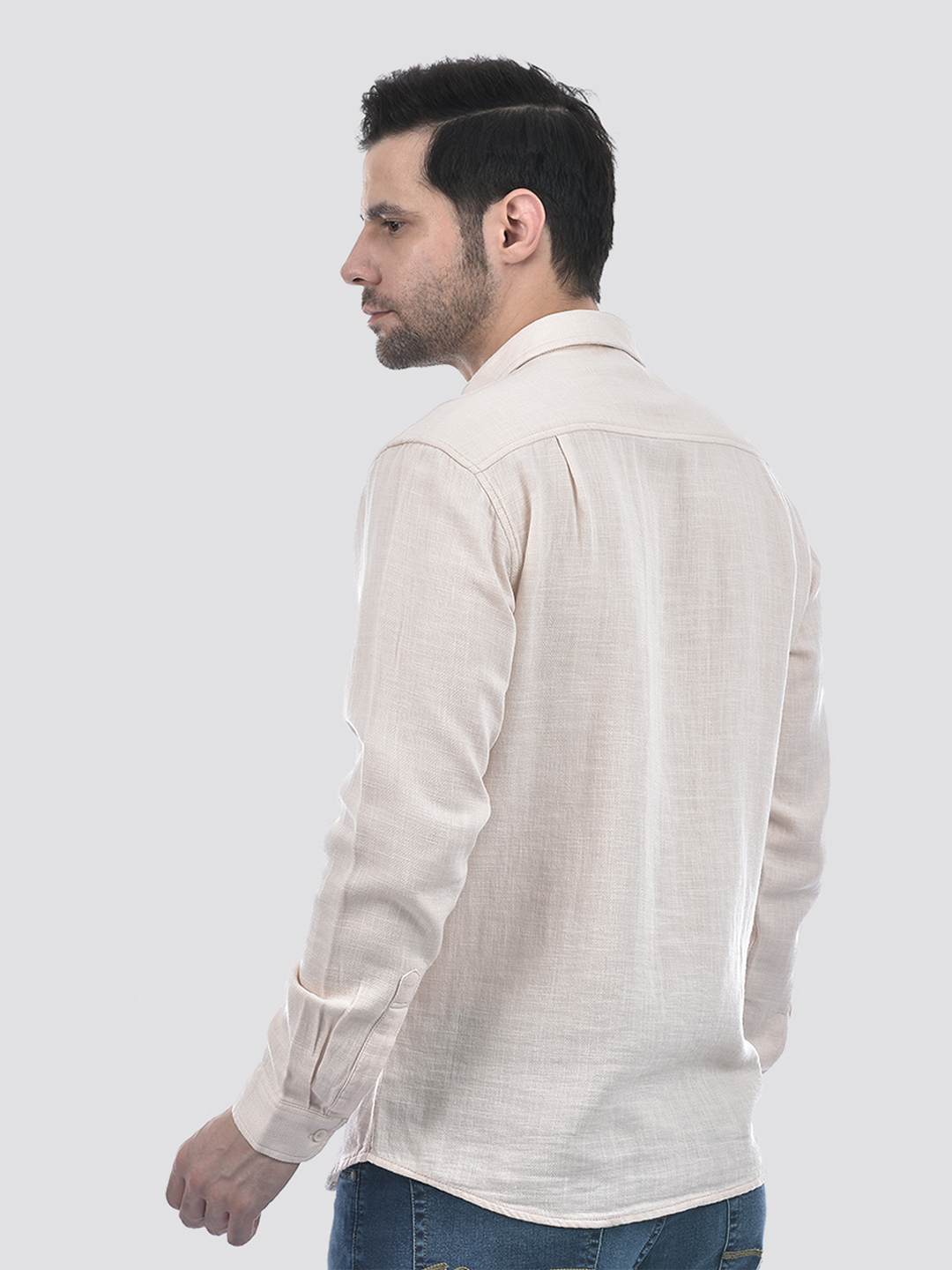 Numero Uno Men Solid Cream Shirt